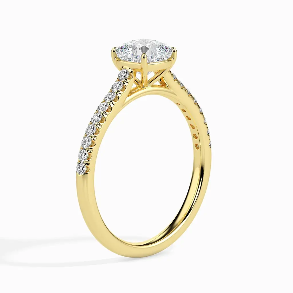 1 Carat Cushion Solitaire Ring In Diamond Band : 09kRoseZNR105F10