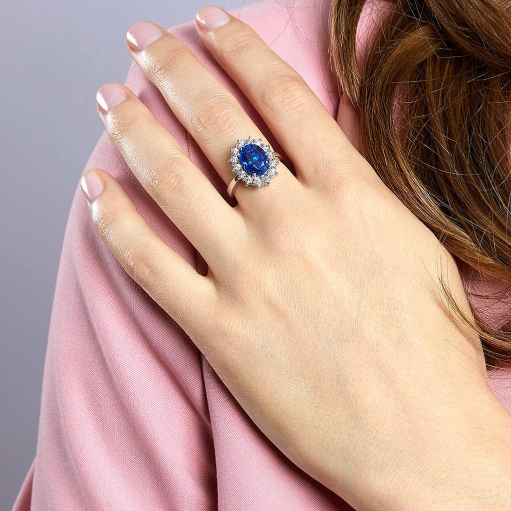 Silver Plated Synthetic Sapphire & Cubic Zirconia Studded Solitaire Ring Contemporary Jewellery For Women & Girls : PX9R3030SB-7