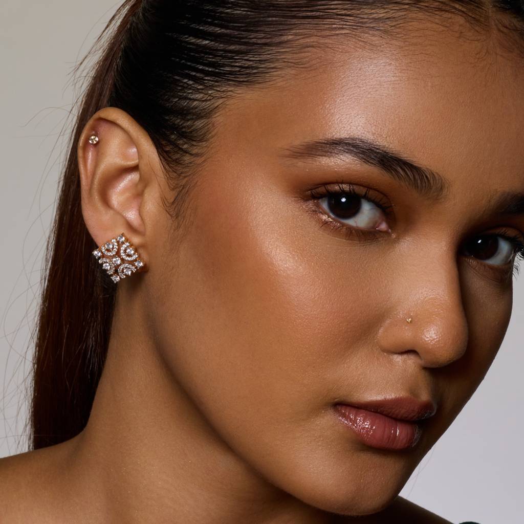 White Rhodium-Gold - Plated Party Wear Zircon Earring - 456901 : 456901