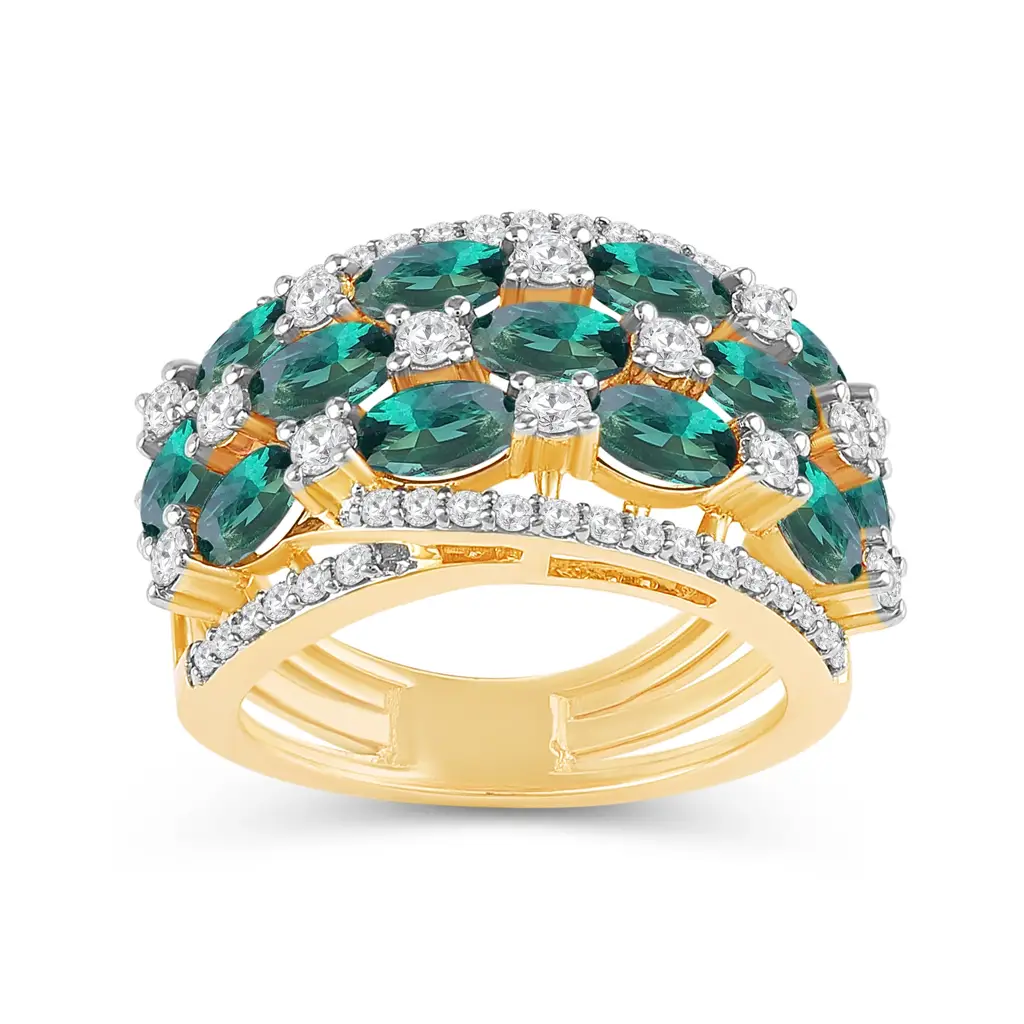 Viridia Emerald & Diamond Cocktail Ring : RG1308B_14K_YG