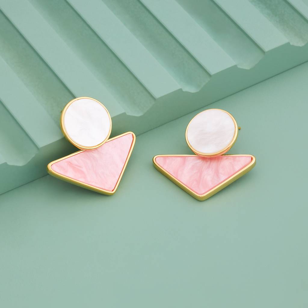 Pink-White Gold - Plated Casual Wear Trendy Earring - 451058 : 451058