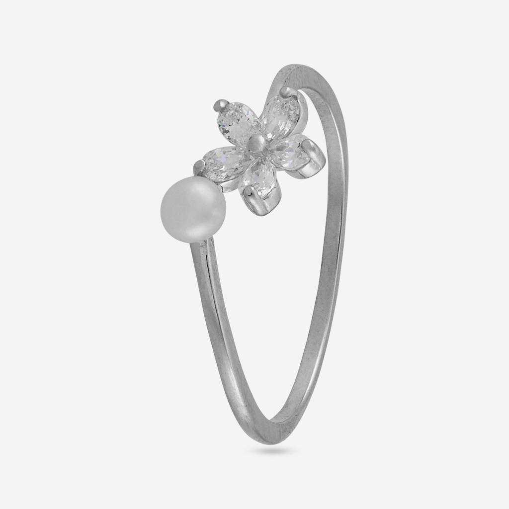 Pearl - Office Wear Silver Finger Ring - 473453 : 473454