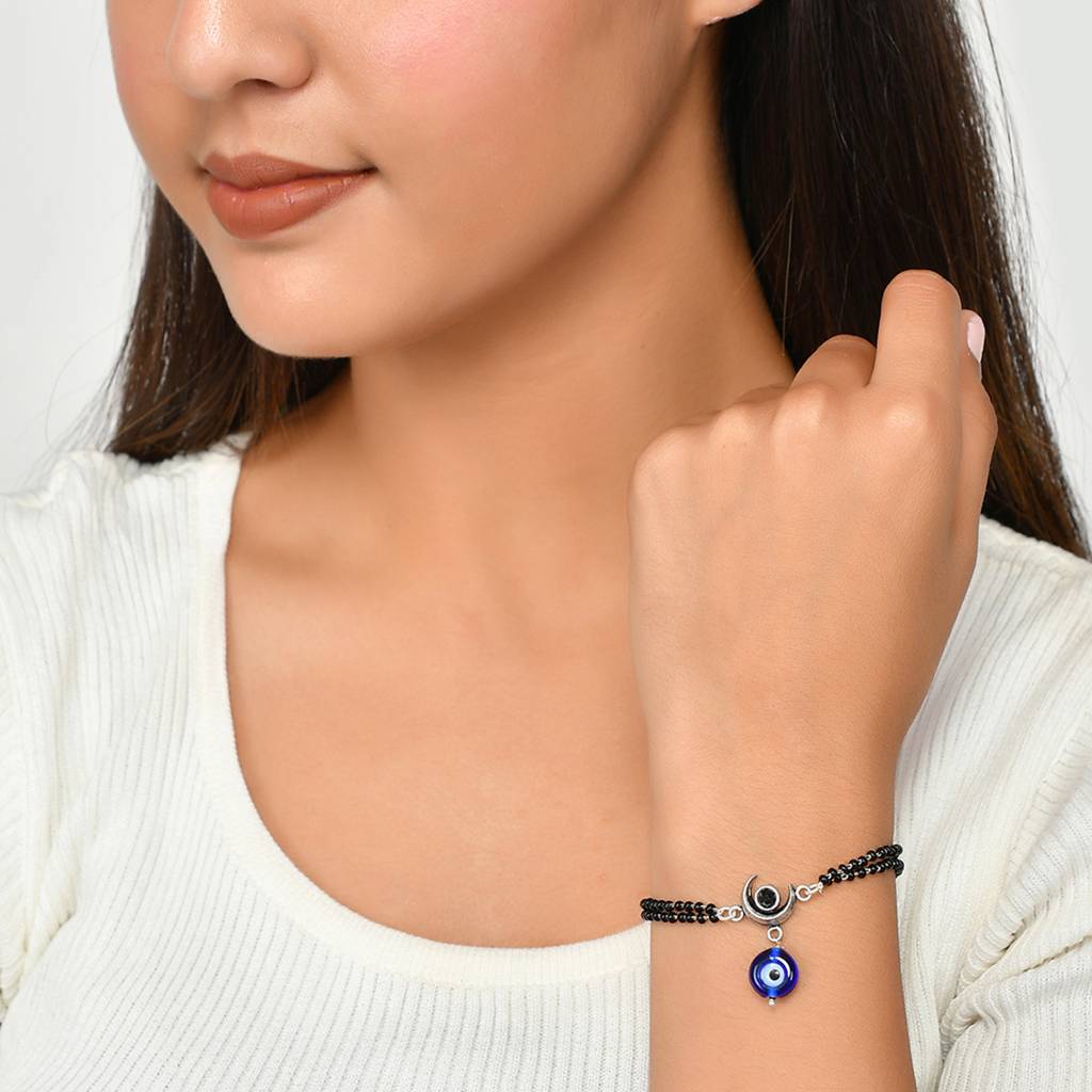 Evil Eye Double Chain Hanging Bracelet : 8905124479614