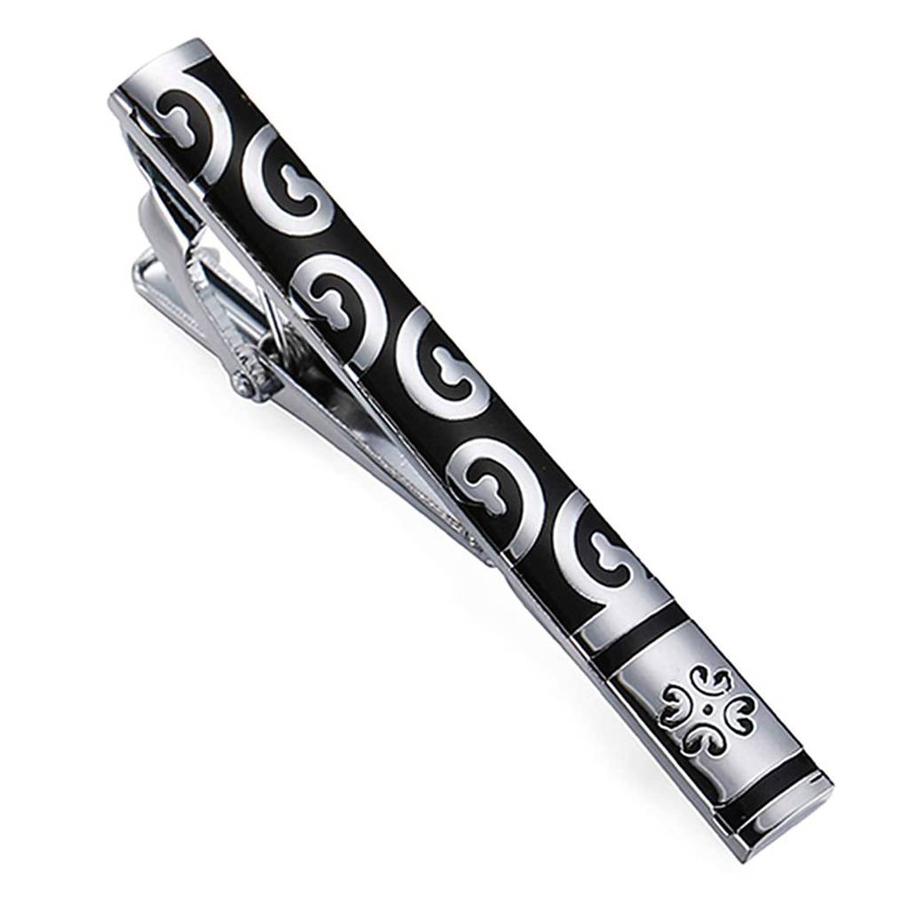 Black Silver Two Tone Tie Pin Stylish Accesories For Men & Boys Wedding Business Gift (Px9T06S) : PX9T06S