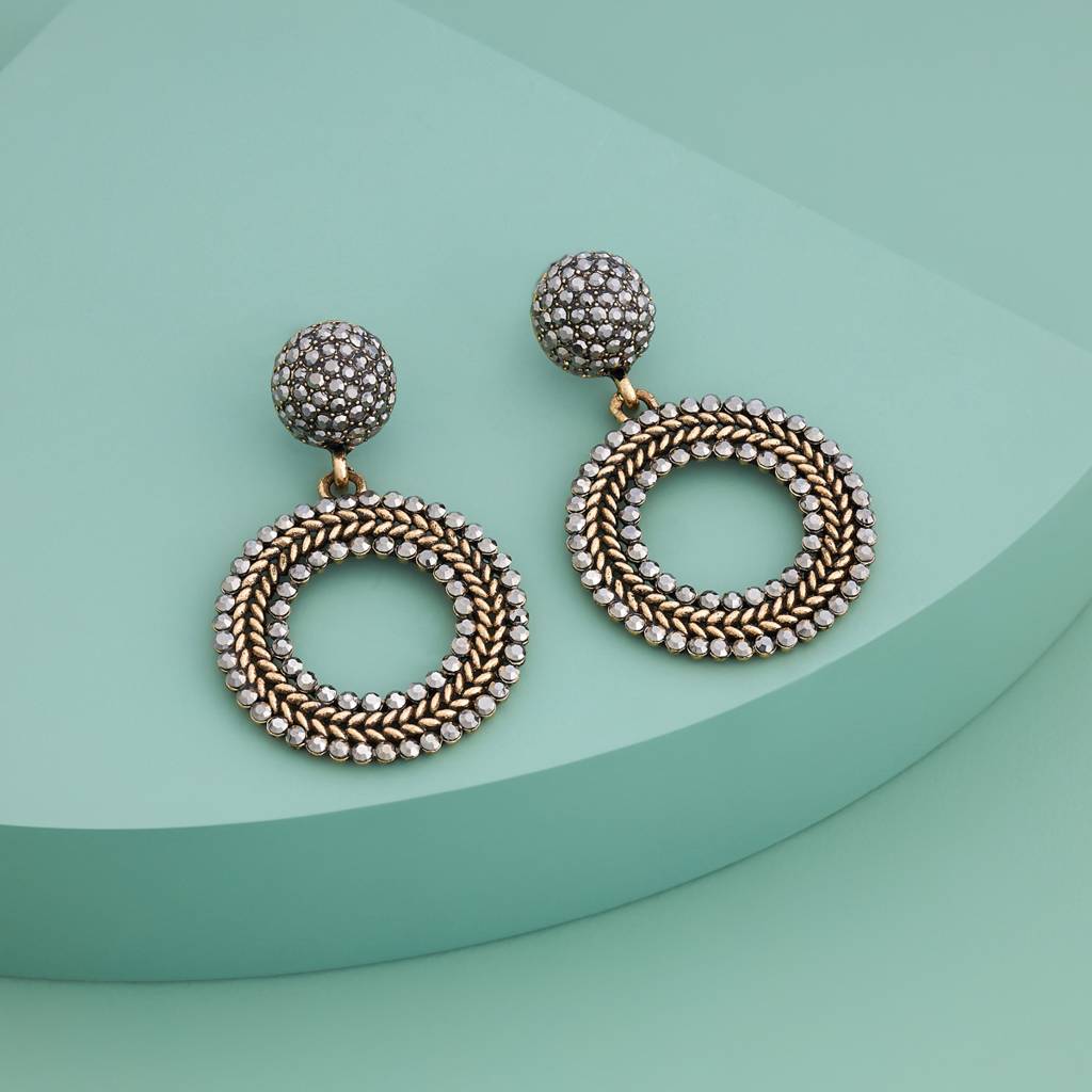 Grey Oxidised - Plated Casual Wear Trendy Earring - 450667 : 450668