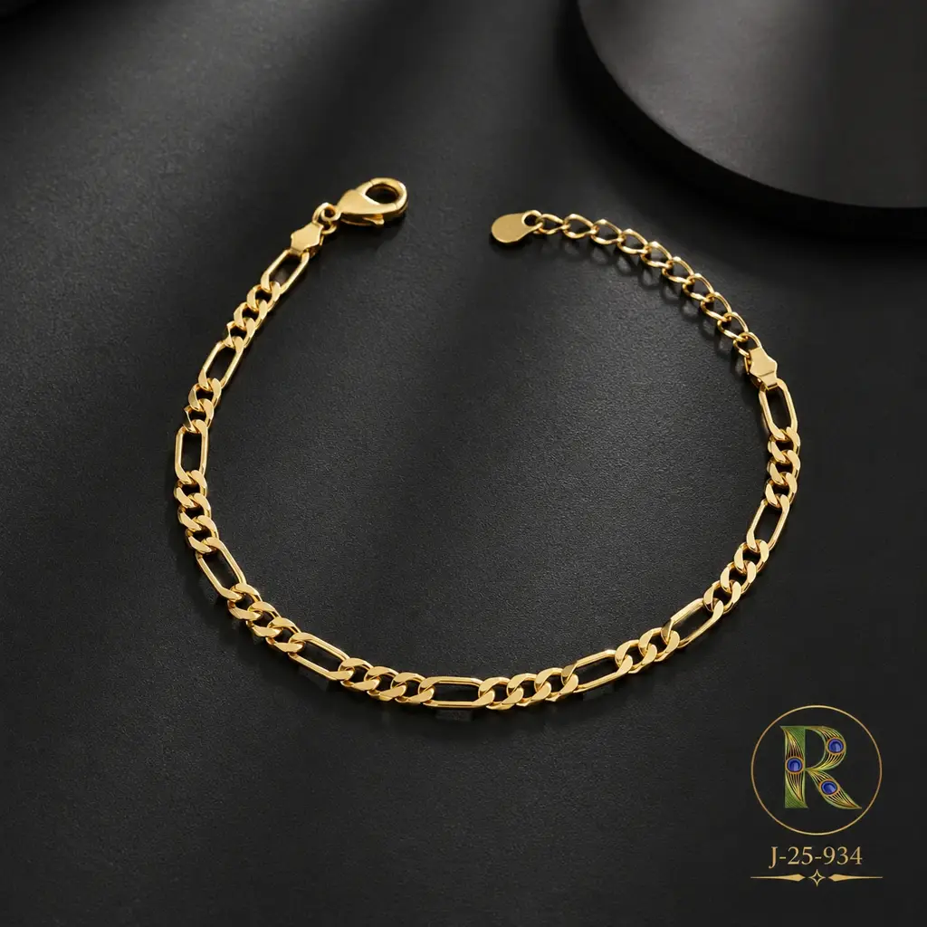 Gold Figaro Chain Bracelet For Men & Women : J.25.933