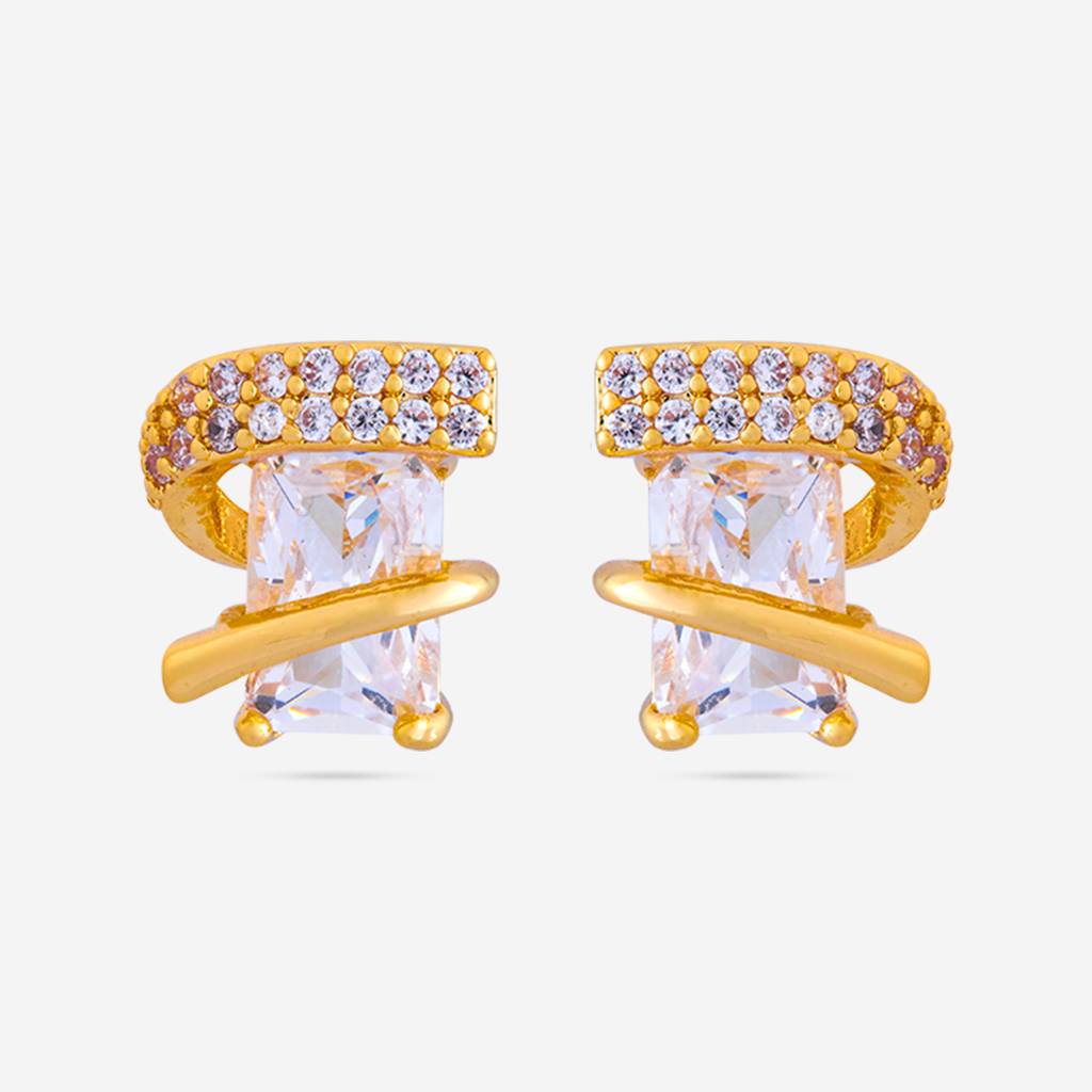 White - Plated Casual Wear Trendy Zircon Earring - 466997 : 466997