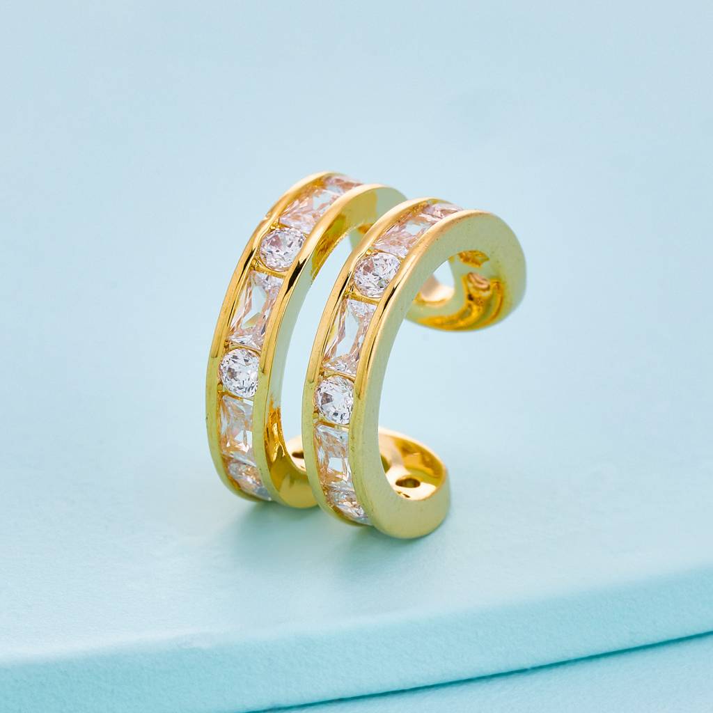 White Gold - Plated Casual Wear Trendy Zircon Earring - 460221 : 460221