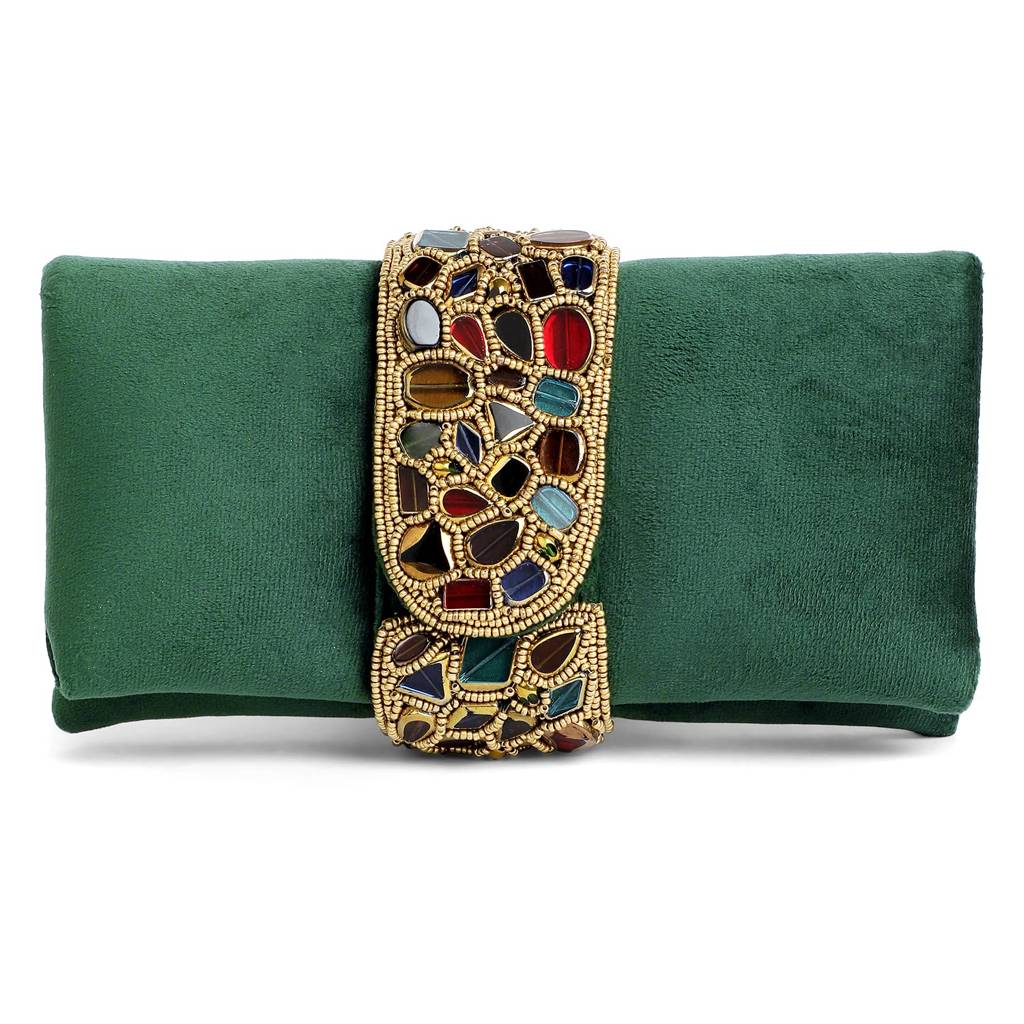 Clutch Purses For Women Handmade Evening Sling Handbag Stylish Bridal Fashion Clutch Bag For Girls (C118Bl) : C118GRN