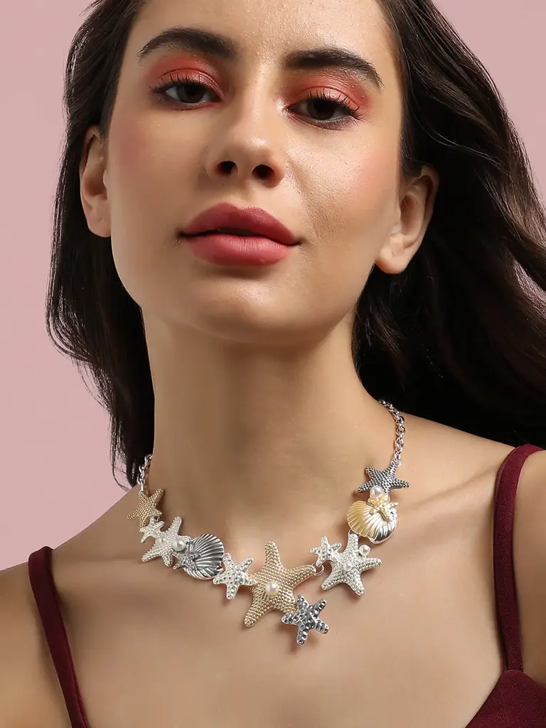 Women'S Metallic Starfish Necklace : SOHINC9903