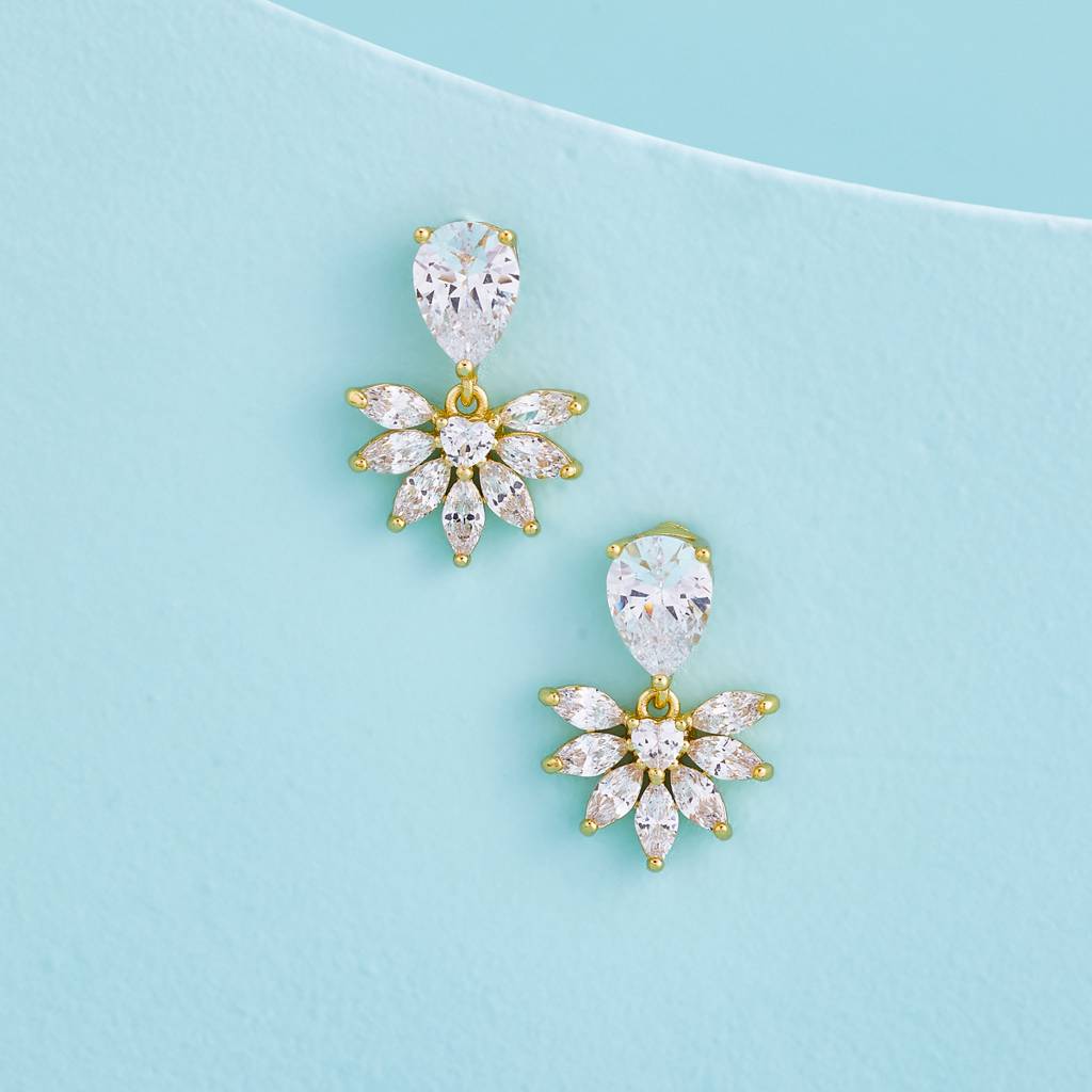 White Gold - Plated Casual Wear Trendy Zircon Earring - 460164 : 460164