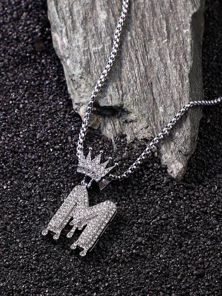 Men'S The Drip Alphabet Pendant Necklace - Metallic Silver : FANC1096-M