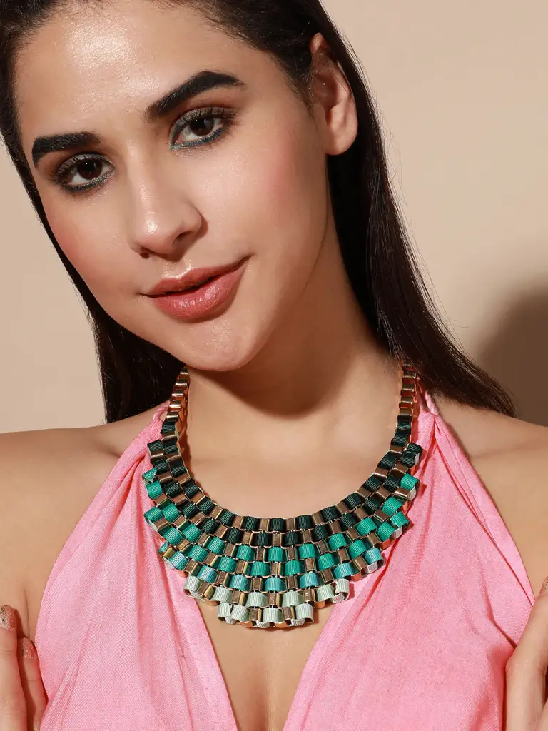 Yareli-Gold Plated Designer Stone Party Necklace For Women : SOHNCK3081