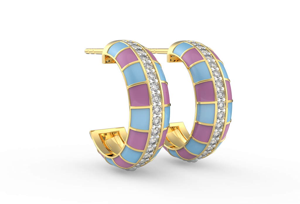 Candyline Enamel Hoops|18Kt Gold Vermeil|Lab Diamonds|Lifetime Warranty : E925YellowZNE226F0
