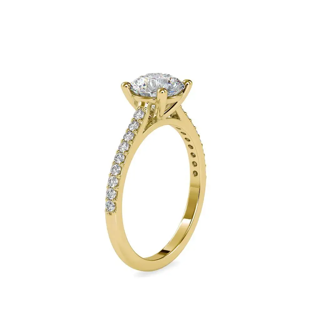 1.6 Carat Round Solitaire With Pave Ring : 09kYellowZNR60F10