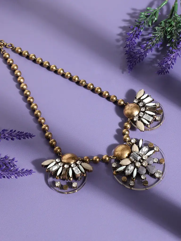 Izara-Acrylic Designer Statement Stones Necklace : SOHNCK3578