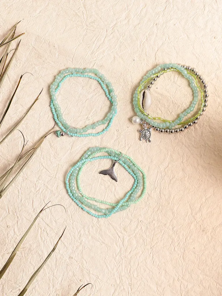 Set Of 3 Beaded Wraparound Bracelets : SOHBRC9943