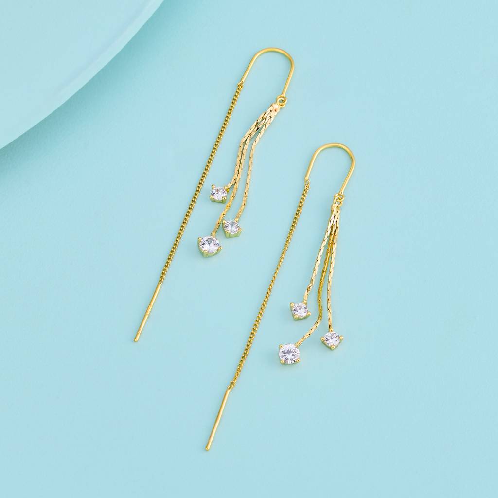 White Gold - Plated Casual Wear Trendy Zircon Earring - 460138 : 460138