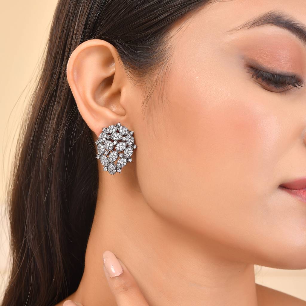 Sparkling Elegance Radiant Brilliance American Diamond Stud Earrings : 8905124536041