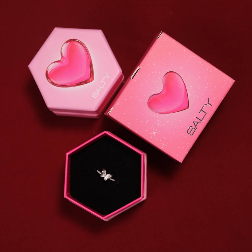 Hollis Studded Butterfly Silver Ring With Valentine Box : RS13568-S