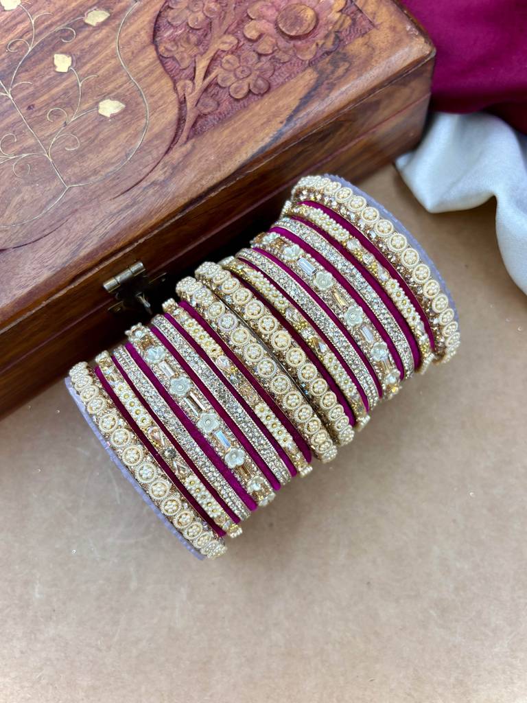 Velvet Bridal Bangles Set : HB-53-24-RANI