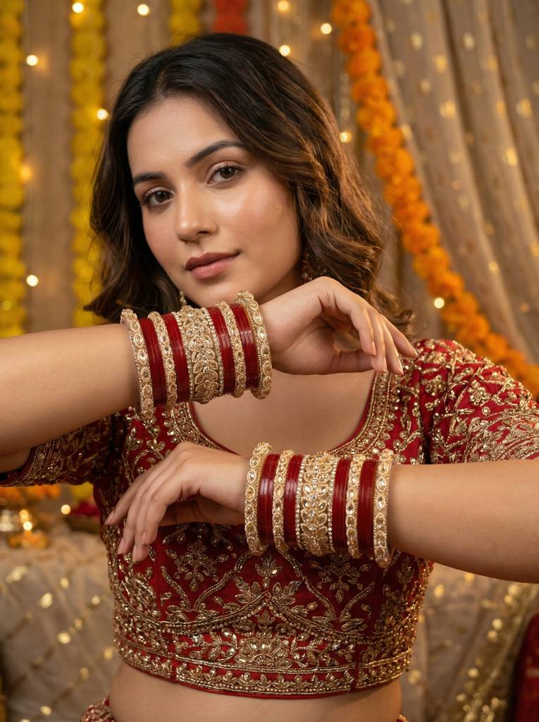 Bridal Red Punjabi Chuda : HB-82-24