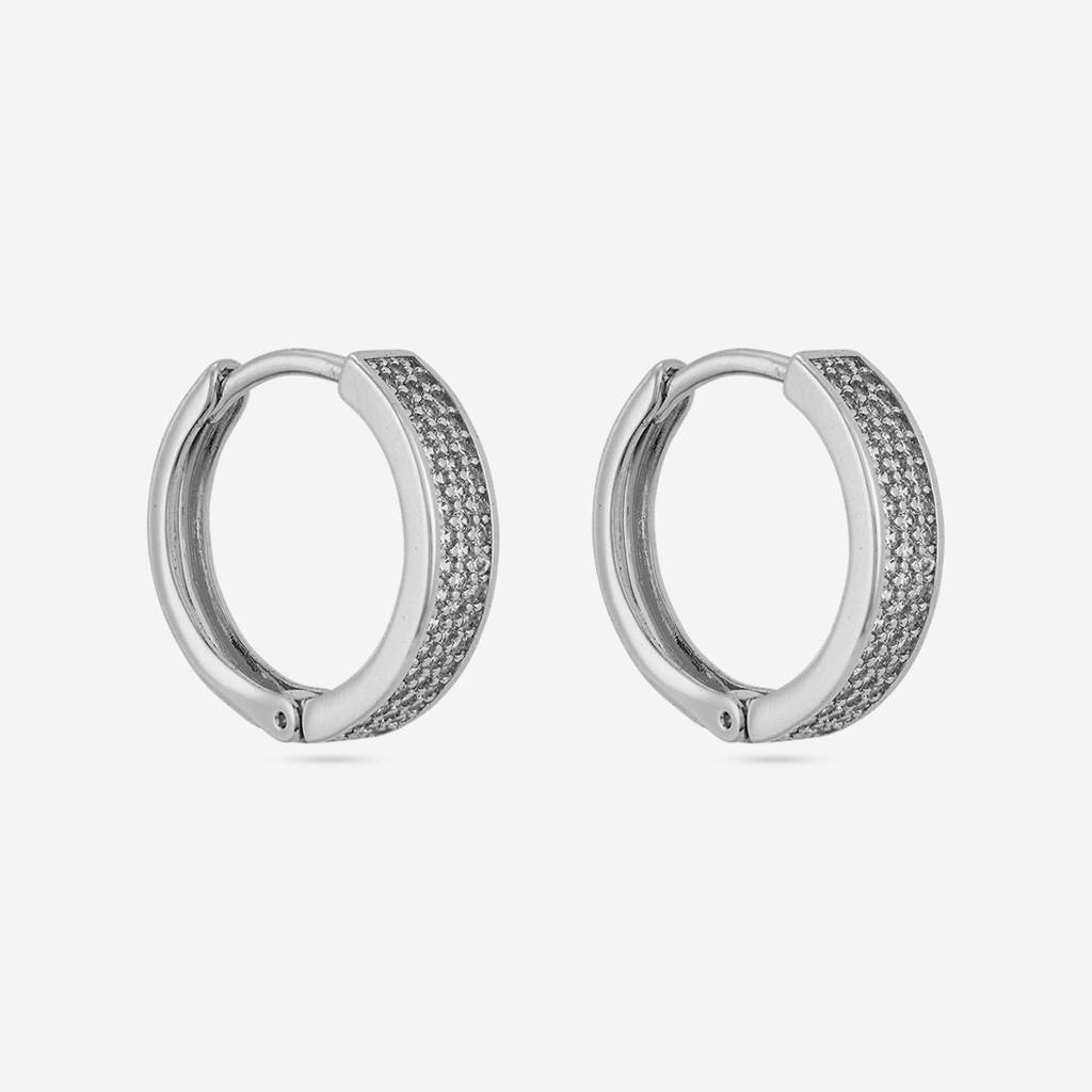 White - Plated Casual Wear Trendy Zircon Earring - 466923 : 466924