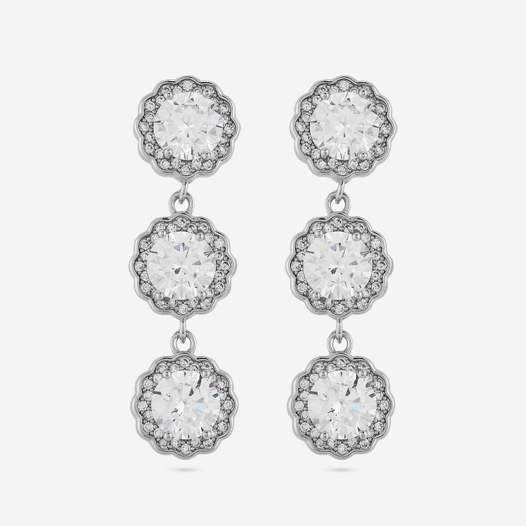 White - Plated Casual Wear Trendy Zircon Earring - 467006 : 467007