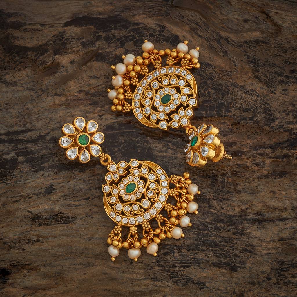 Gold - Plated Festive Temple Earring - 431408 : 431409