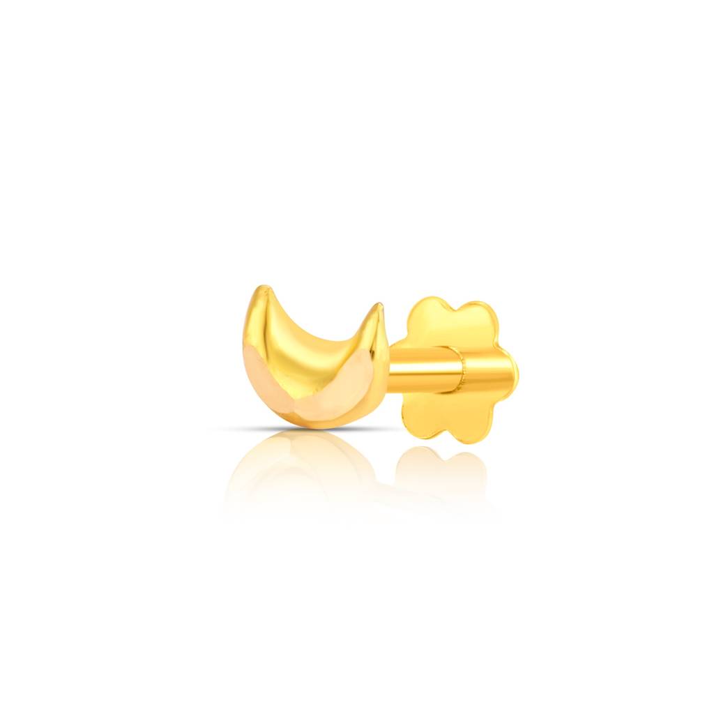 Yuvora 18K Yellow Gold Golden Crescent Nose Pin For Women | Screw Back Closure | Bis Hallmarked | Pure Gold  : DNP1013-18YG-PP