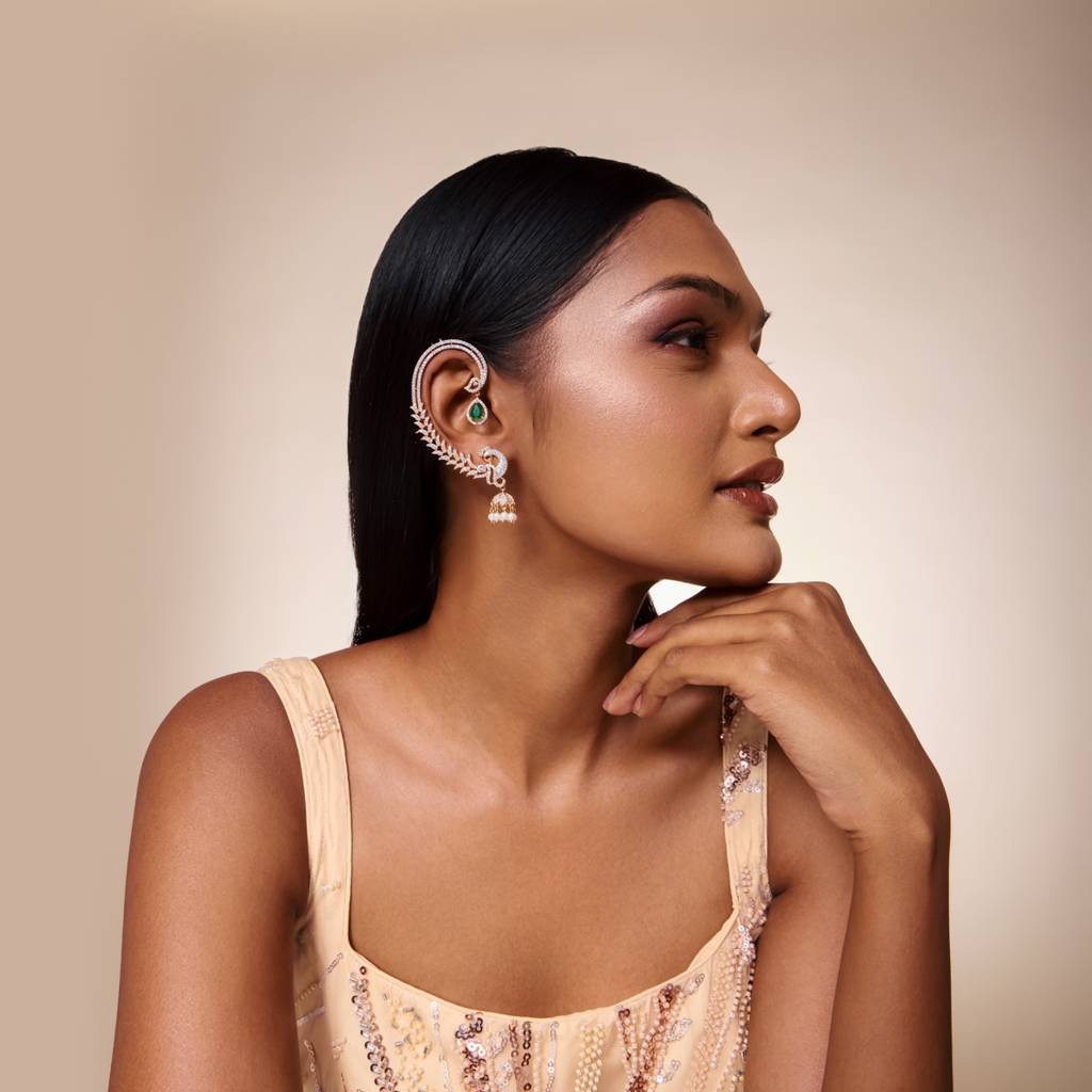 Ruby-Green Rhodium-Gold - Plated Bridesmaid Zircon Earring - 469733 : 469733