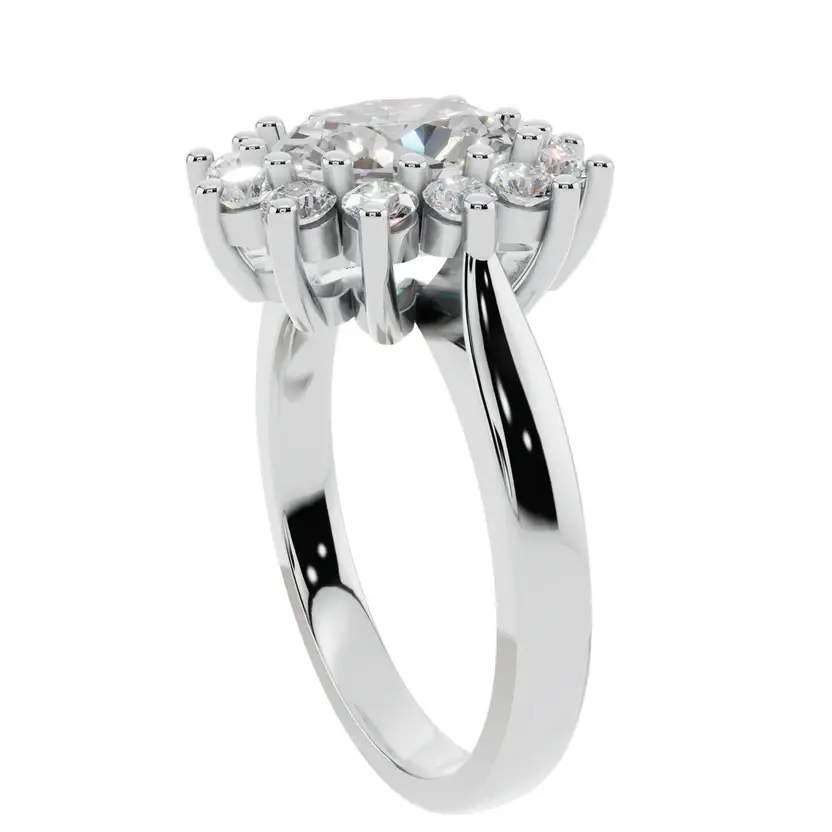 The Oval Halo Bloom Pure Silver Ring : VRG08-SL-9-W