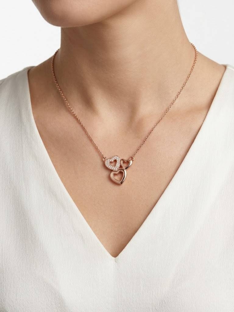 925 Sterling Silver Forever Together Heart Trio Necklace For Women : NEC-59