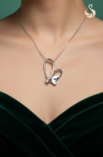 Delicate Mariposa Diamond Encrusted Pendant : SIY-DEL-052