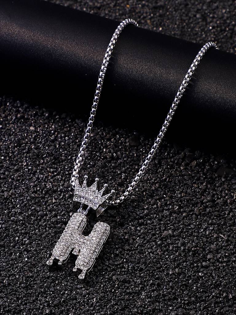 Men'S The Drip Alphabet Pendant Necklace - Metallic Silver : FANC1096-H