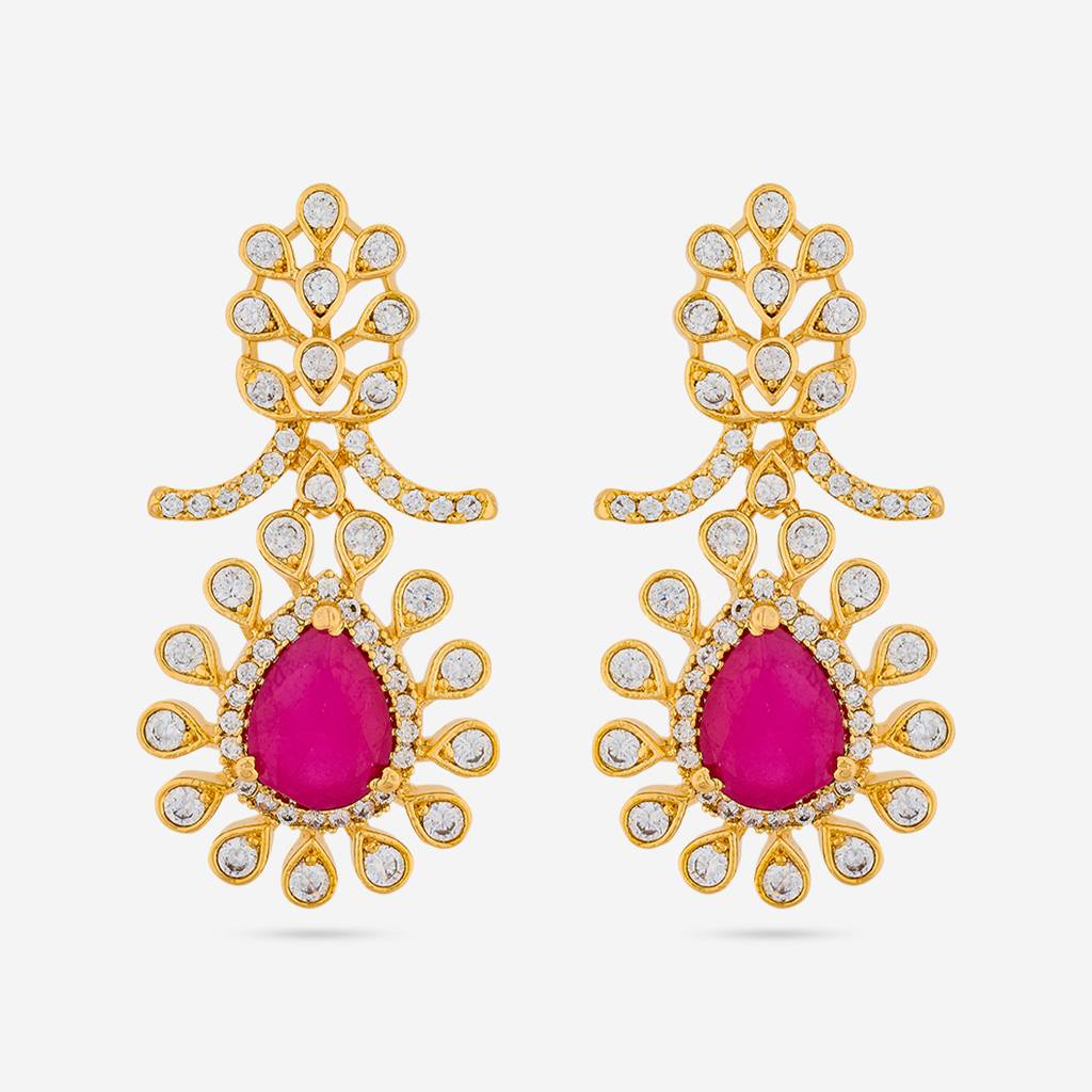 Ruby Gold - Plated Party Wear Zircon Earring - 455418 : 455418