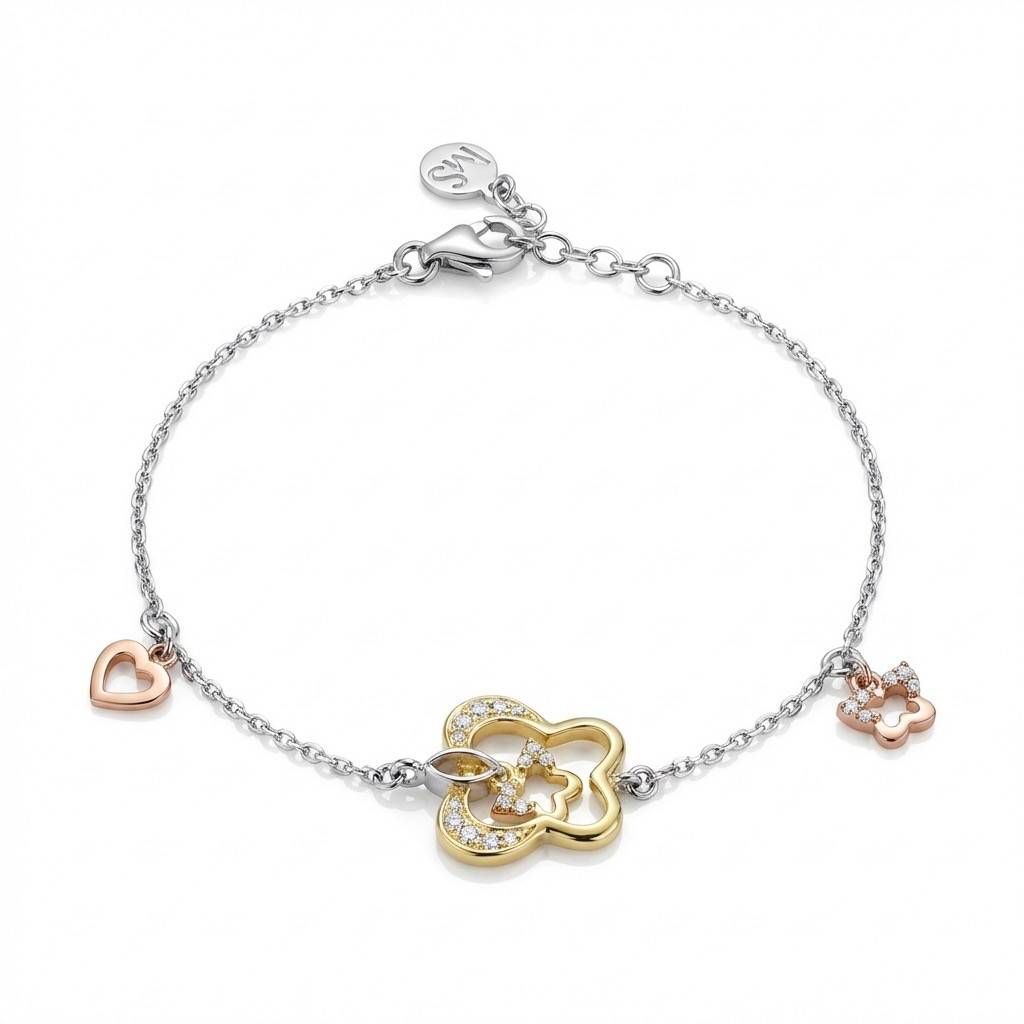 Golden Butterfly 925 Silver Bracelet : LBR-200015