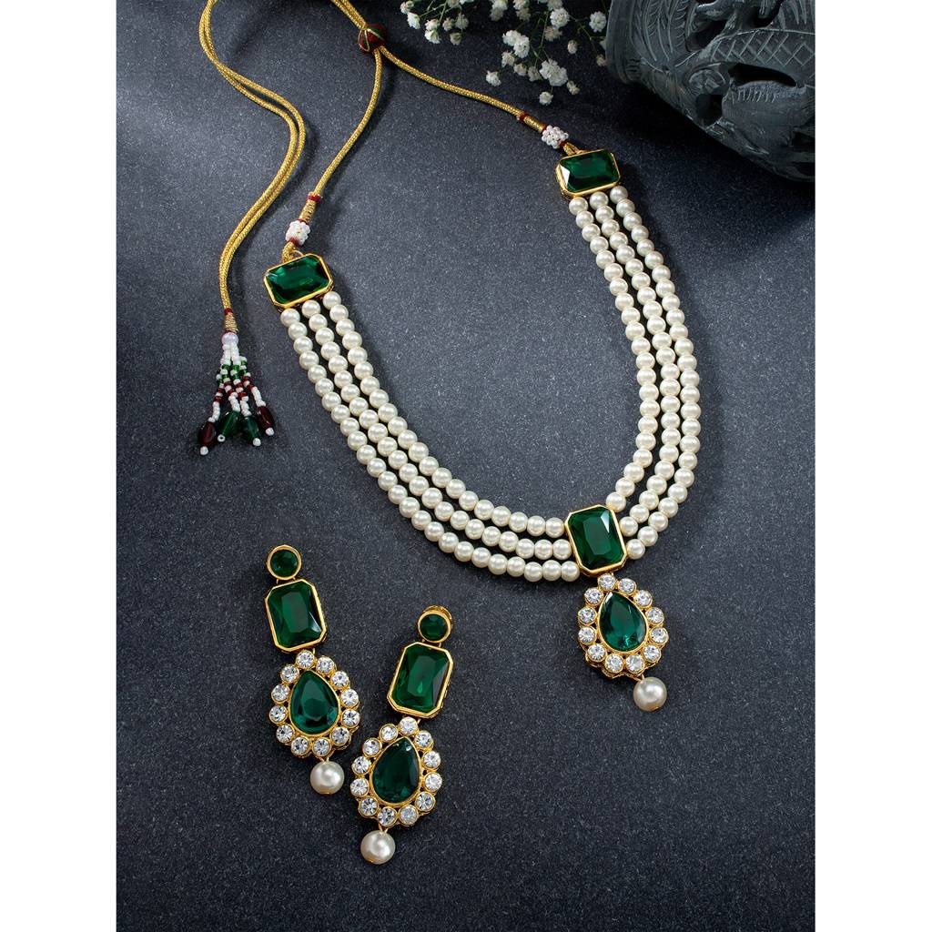 Peora Gold Plated Kundan Long Necklace Earring Indian Traditional Jewellery Set For Women Girl : PF24N31G