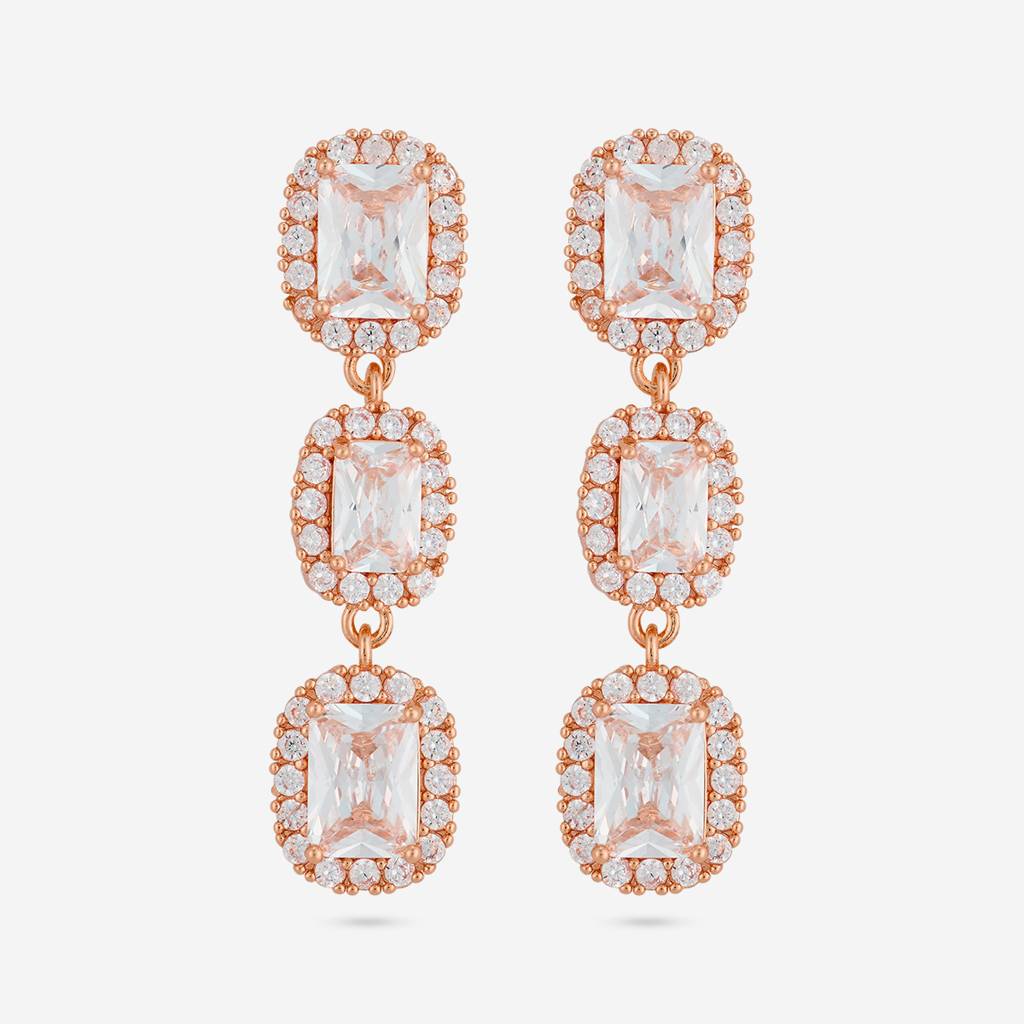 White - Plated Casual Wear Trendy Zircon Earring - 467009 : 467011