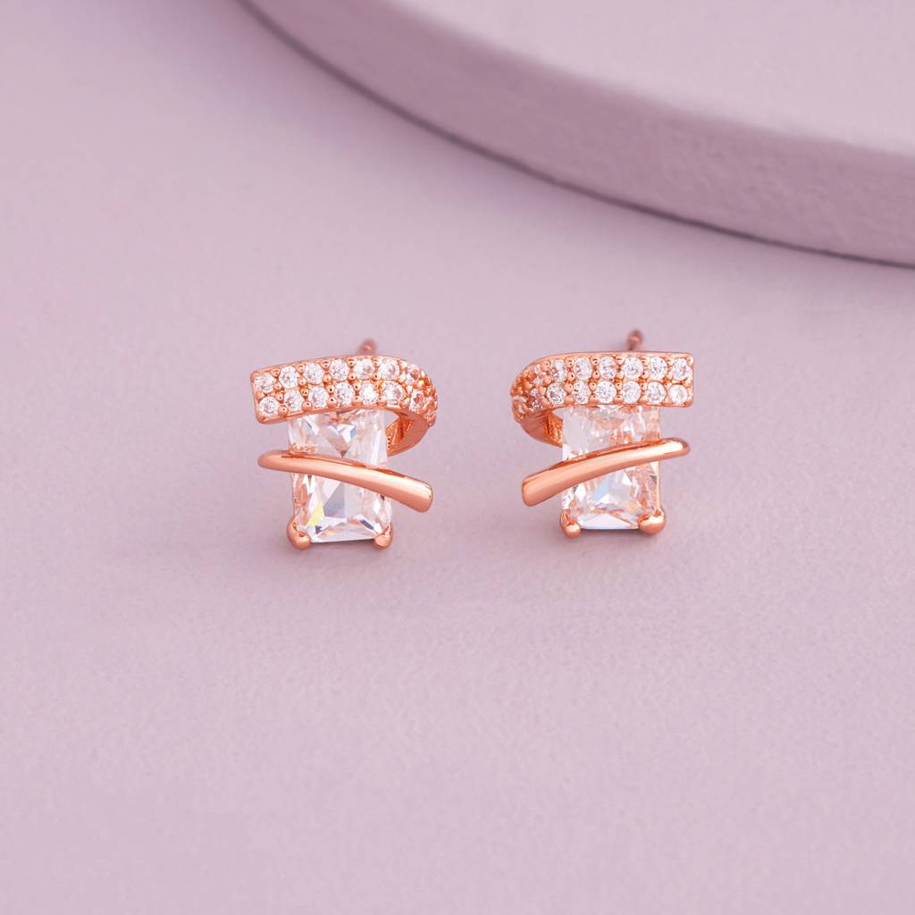 White - Plated Casual Wear Trendy Zircon Earring - 466997 : 466999