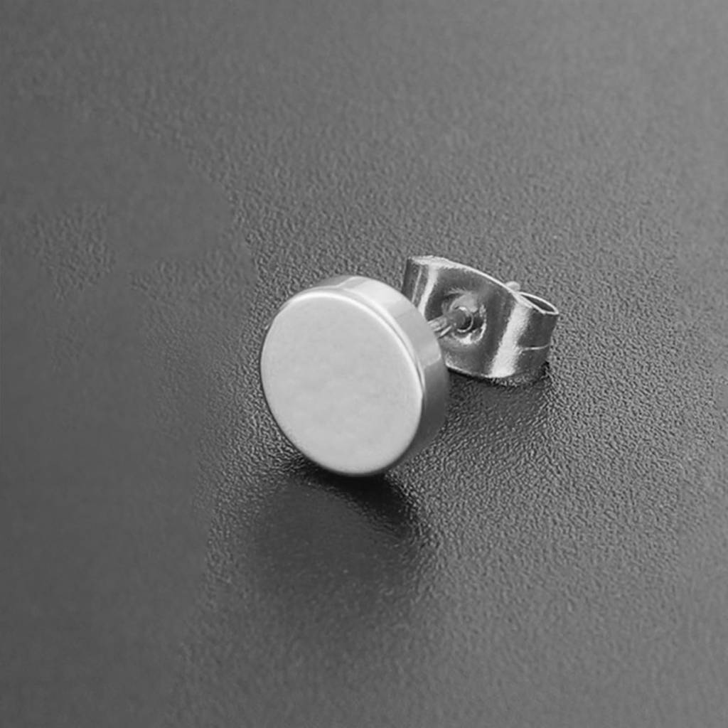 Silver Plated Stainless Steel Round Stud Earrings Fancy Jewellery For Men & Boys| : PX9ME08S-S