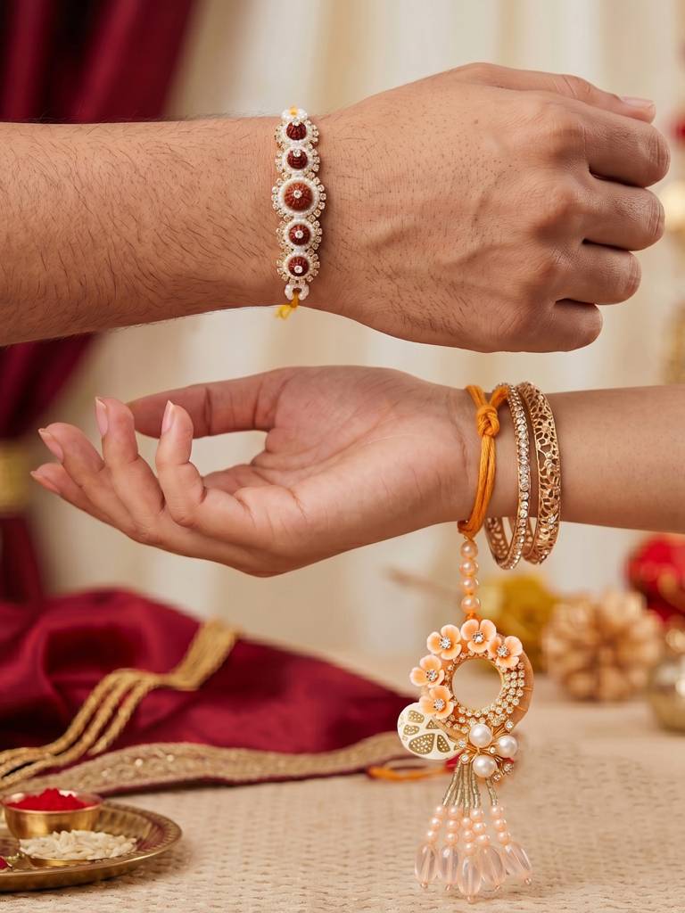 Eternz Certified Jewellery - LUCKY JEWELLERY Designer Bhaiya Bhabhi Rakhi Set