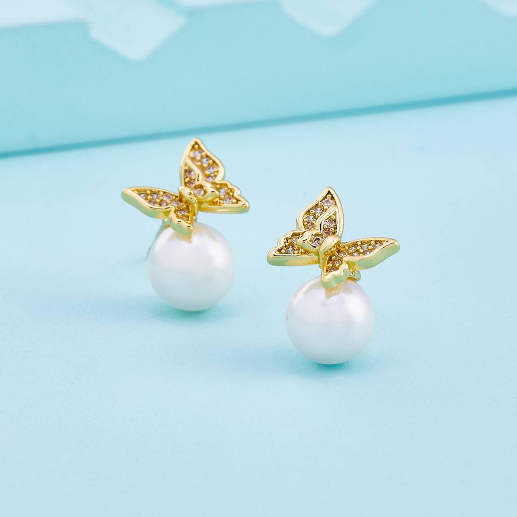 Pearl Gold - Plated Casual Wear Trendy Zircon Earring - 460170 : 460170