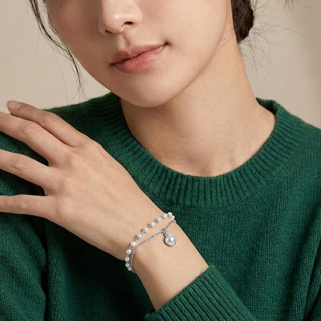 Pearl Studded Silver Plated Fancy Openable Bracelet Fashion Jewellery For Women & Girls : PX9B217RW