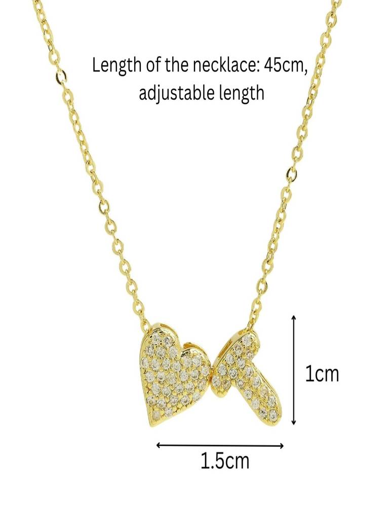 Reversible Initial Letter & Heart With Zircons Gold Plated Antitarnish Pendant : ABY0226P201GT
