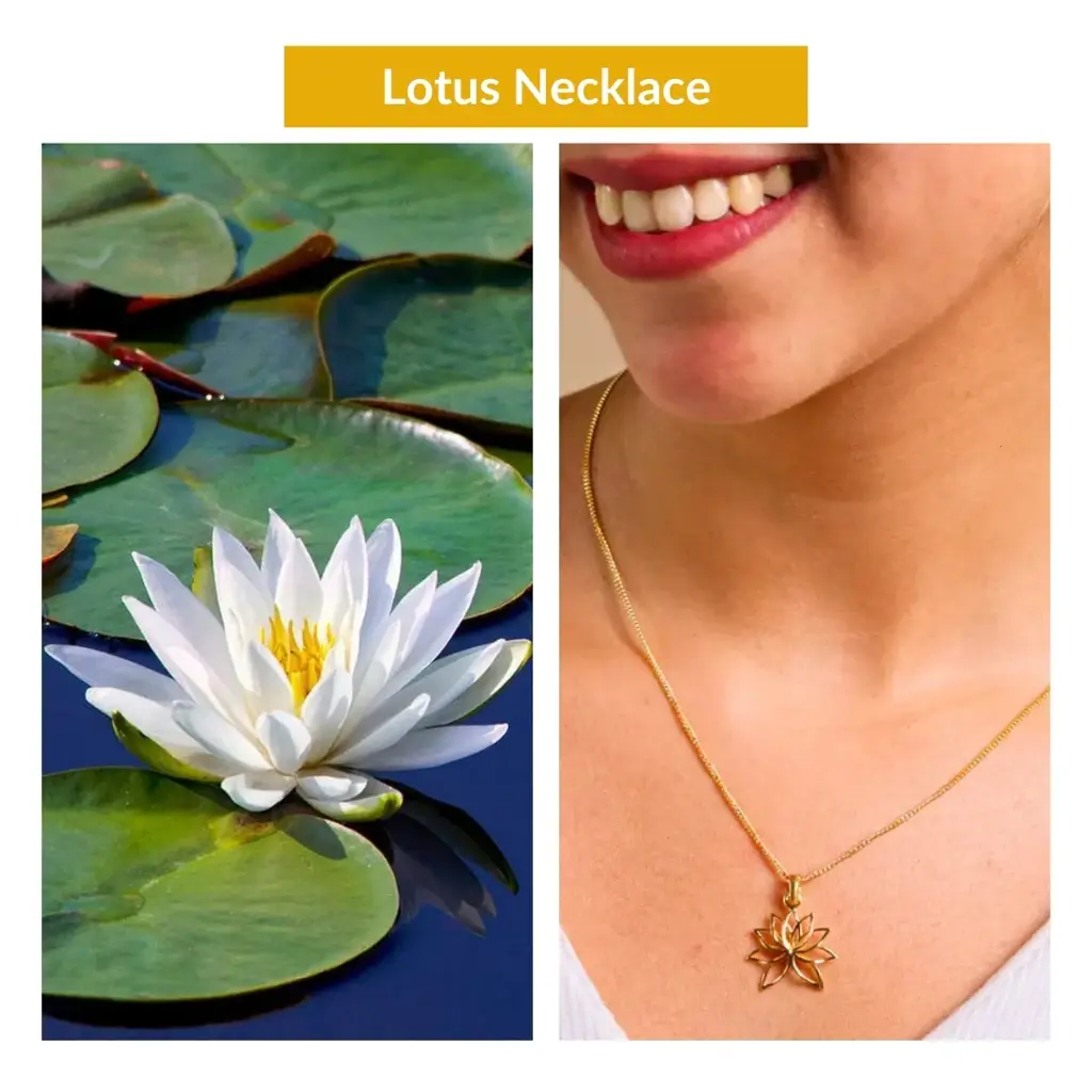 Lotus Charm Necklace |  92.5 Silver | 22K Gold Plated : 95228567