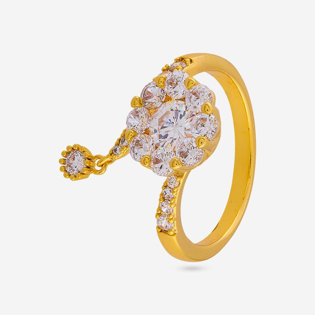 White -Gold Plated Party Wear Trendy Zircon Finger Ring - 476433 : 476433
