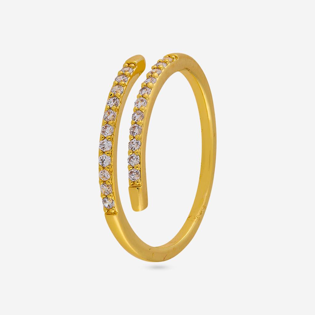 White -Gold Plated Party Wear Trendy Zircon Finger Ring - 451216 : 451216