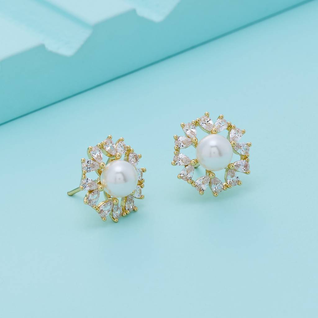 Pearl Gold - Plated Casual Wear Trendy Zircon Earring - 460361 : 460361