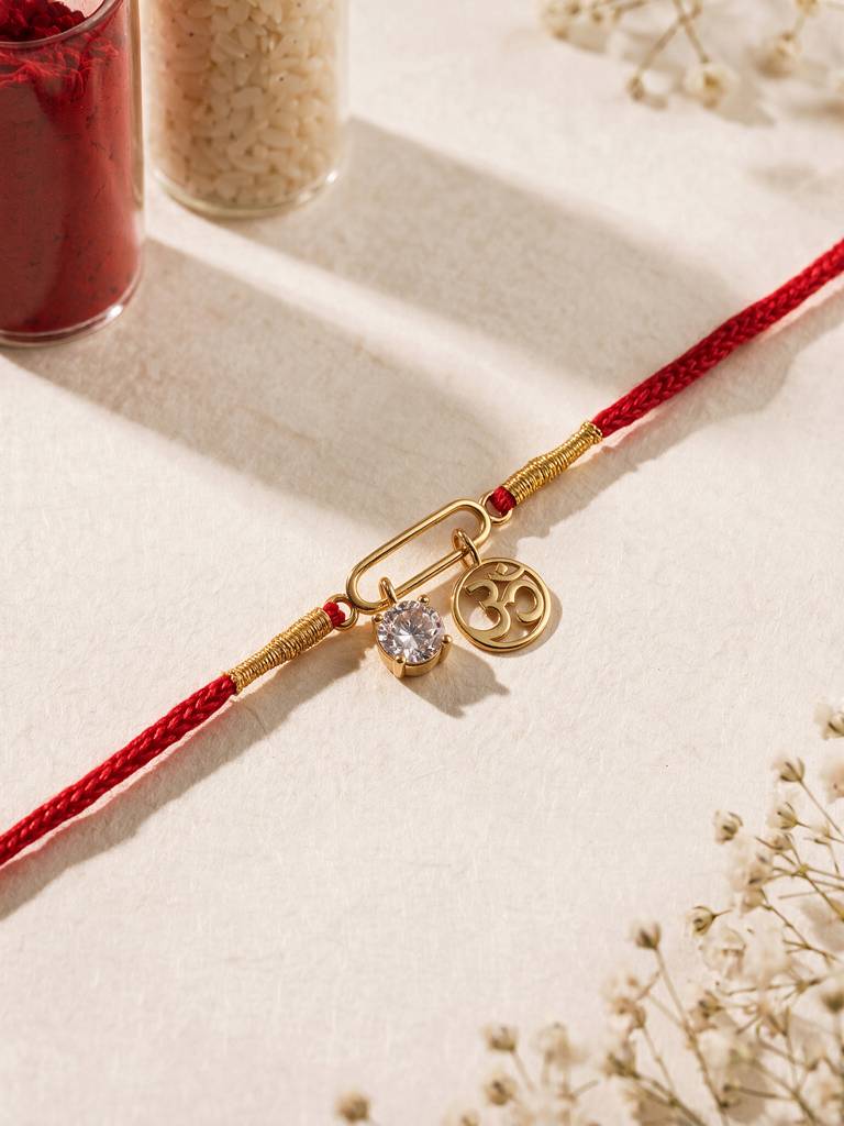 Classic Om Blessing Fine Silver Rakhi : RKS0016